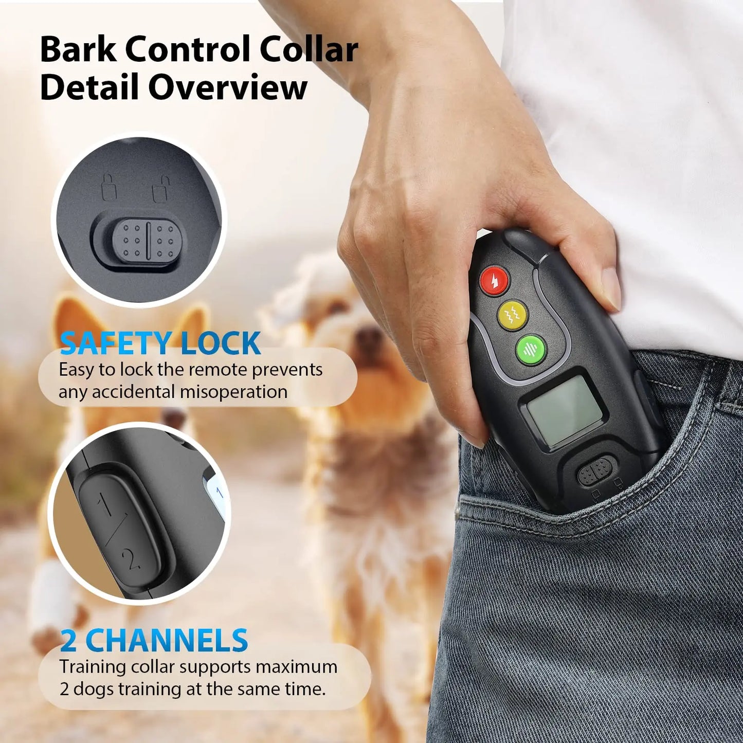 BARKAHOLICS® RS1 Remote Dog Training Shock Collar 1-2 Dogs 350m S/M/L - BARKAHOLICS®